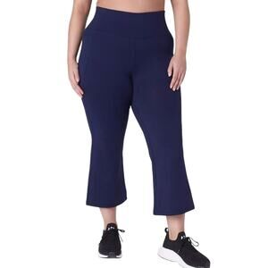 Livi Lane Bryant High Rise Wicking Capri Flare Legging in Pantone Maritime Blue